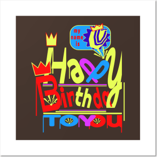 Happy Birthday Alphabet Letter (( V )) Dazzling Creative Design Posters and Art